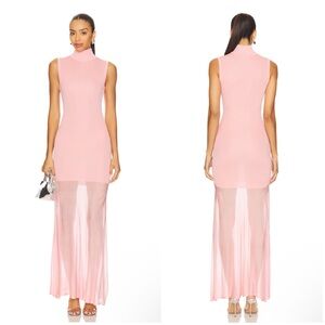 SEROYA Amine Knit Maxi Dress in Coral Blush Size S